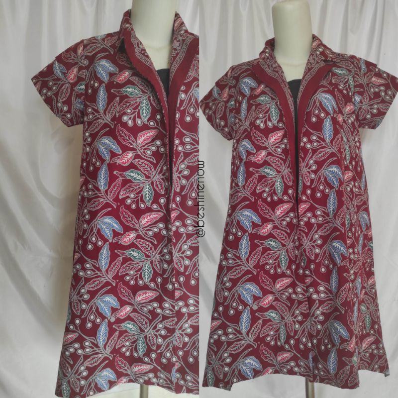 Women's Outer Cardi Batik Maroon / Cardi / Blazer Batik / Outer Batik Merah / Blazer Merah Batik /  