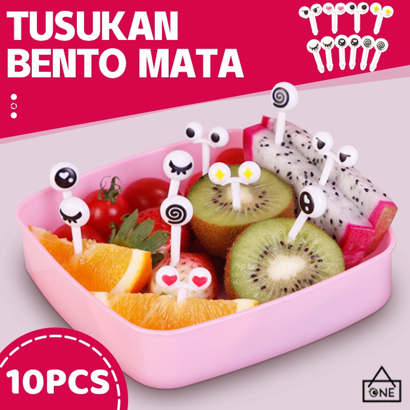 COD❤️10pcs Garpu Buah Tusuk Gigi Buah Lucu Anak Warna Mini Fruit Fork Food Dalam Kemasan Buah Binatang Dan Silang Dengan Kartun Mini Toothpick