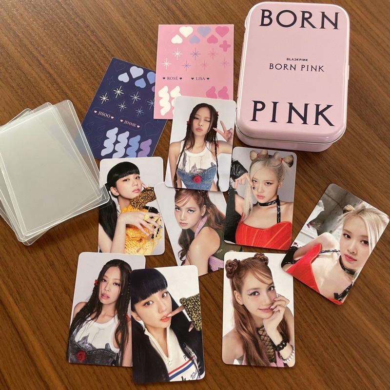 [sharing] Blackpink Born Pink merchandise tin case photocard pc - Jennie Jisoo Rosé rose Lisa - toploader deco sticker