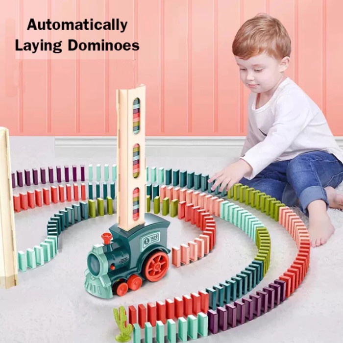 Mainan Anak Kereta Balok Domino Electric Domino Train