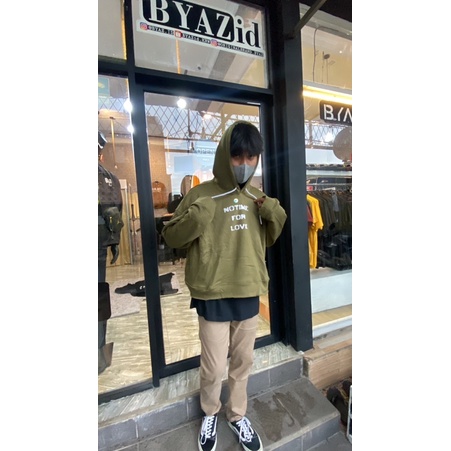 Hoodie Crop Oversize Unfinished No Time For Love BYAZ ORIGINAL