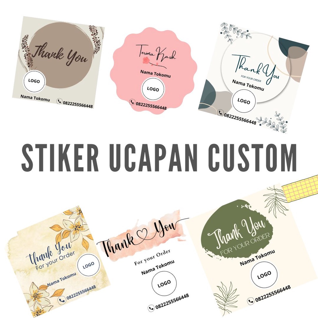 

Stiker label kemasan Custom Ucapan Thank You For your order Olshop isi 250 Pcs sudah Cutting