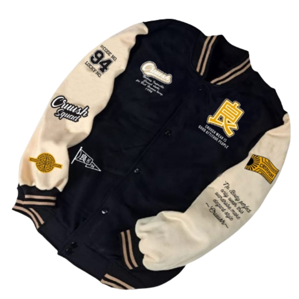 Jaket Baseball Varsity - Jaket Varsity Baseball Pria Wanita Jepang Logo Texs Bordir