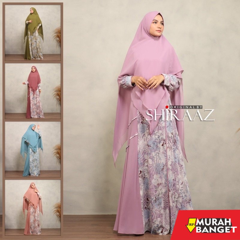 model gamis kombinasi polos terbaru 2022 Gamis Set Syari Original By Shiraaz GS025