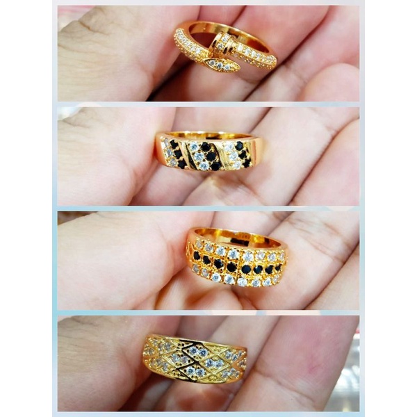 cincin xuping wanita berlapis emas dengan mata zicron