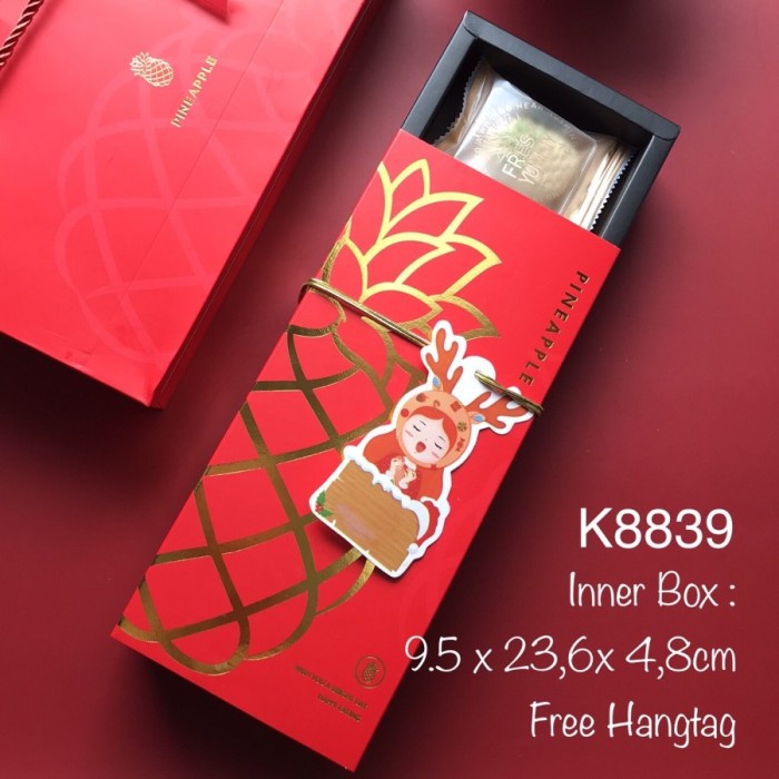 

Produk Terbaik] Kotak Box + Paper Bag Nastar K8839 Merah Gold Imlek Natal Kue Cookies