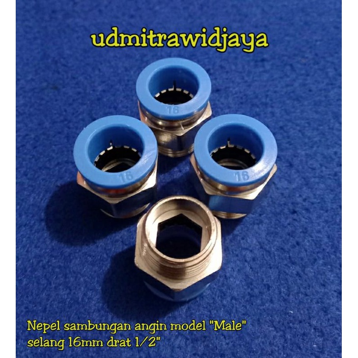 Fitting pneumatic  / sambungan selang angin 16mm Model Male Lurus drat 1/2&quot; inc inch model lurus SPC nepel angin type XPC dratt nepel angin air nepel angin truk fuso double kabin nepel angin high pressure nepel alat berat