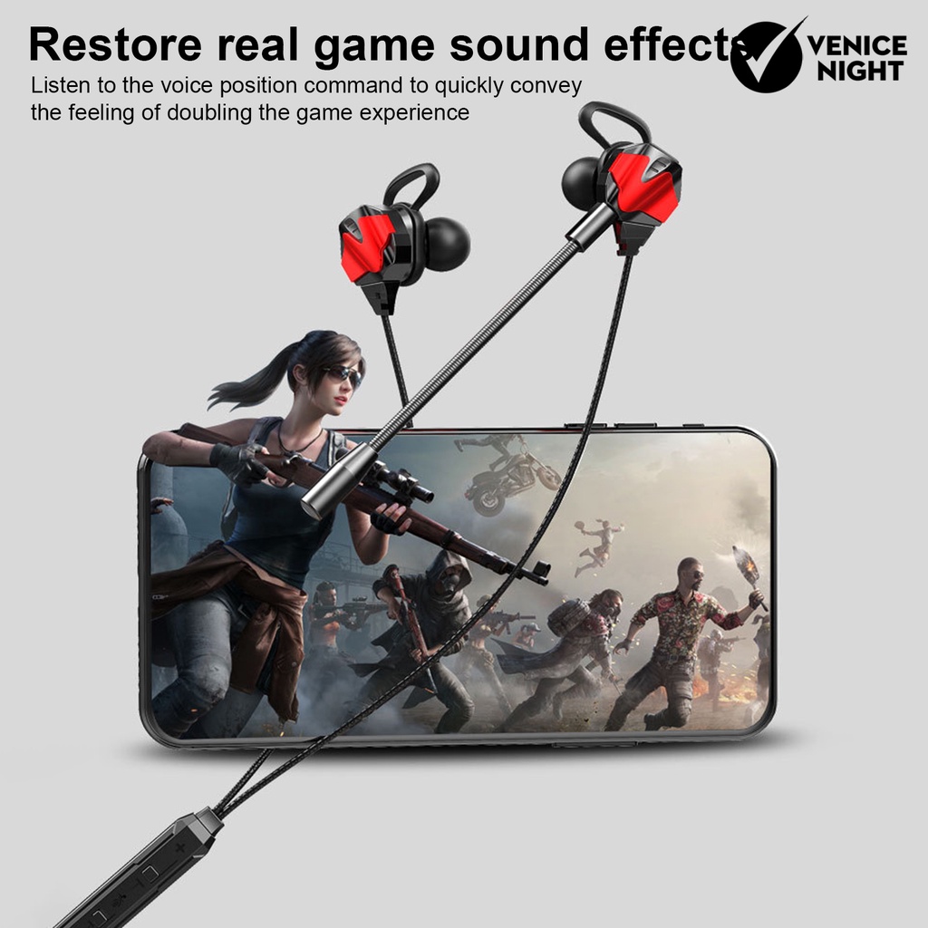 (VNEP) (Berkabel) Earphone High Fidelity Intelligent Noise Cancelling Universal 3.5mm In-ear Student Surround Gaming Earbud untuk Panggilan