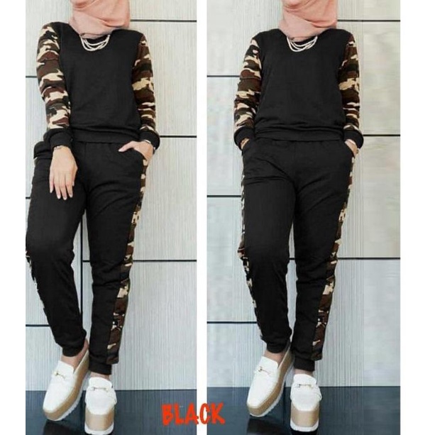 stelan training loreng/baju senam muslim/baju olahraga muslim/vr - M - L, MAROON