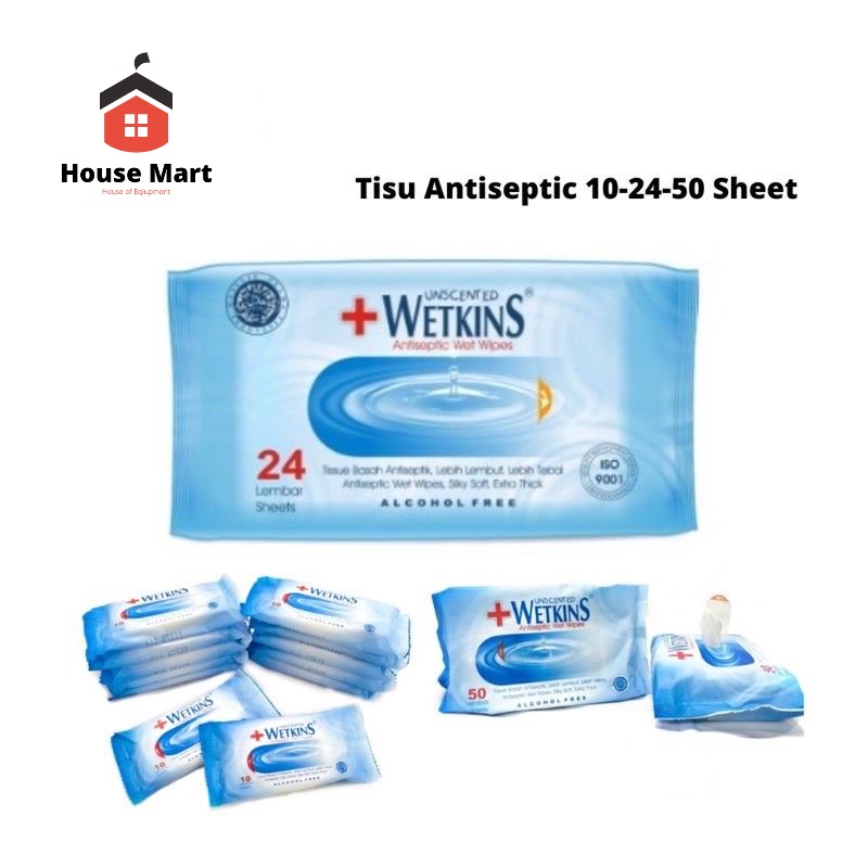 Tisu Tissue Basah Wetkins Antiseptic 10s 24s 50s