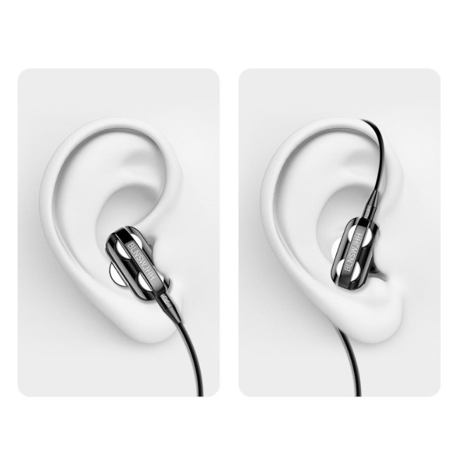 Earphone In-Ear Stereo 4D Super Bass dengan Mic + Kabel Jack 3.5mm - Type Sport Anti Keringat Headseat