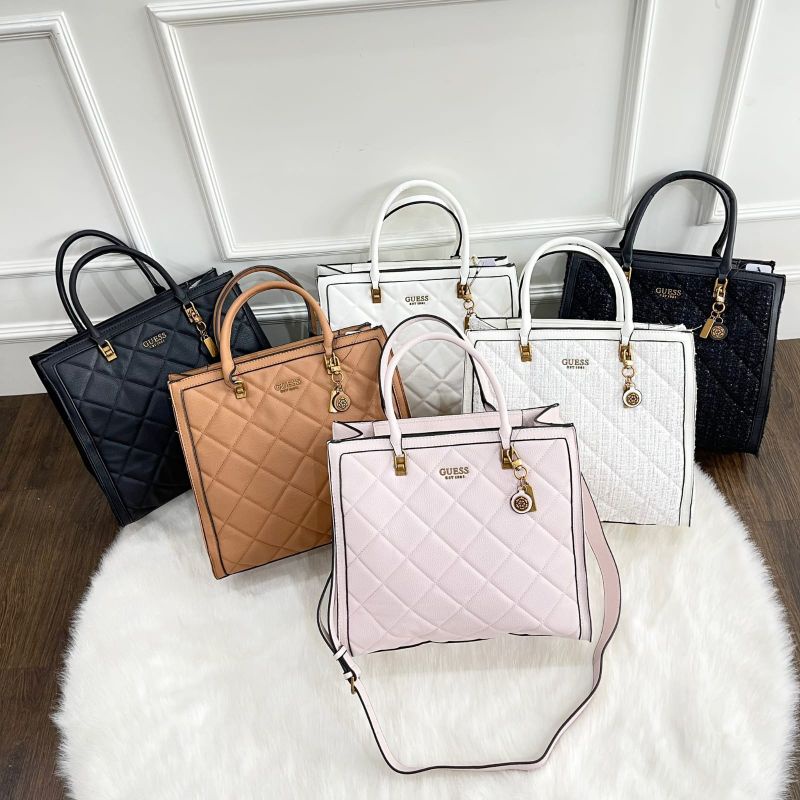 PROMO SALE Tas Guess selempang jinjing hitam putih coklat pink tweet tweed black white brown