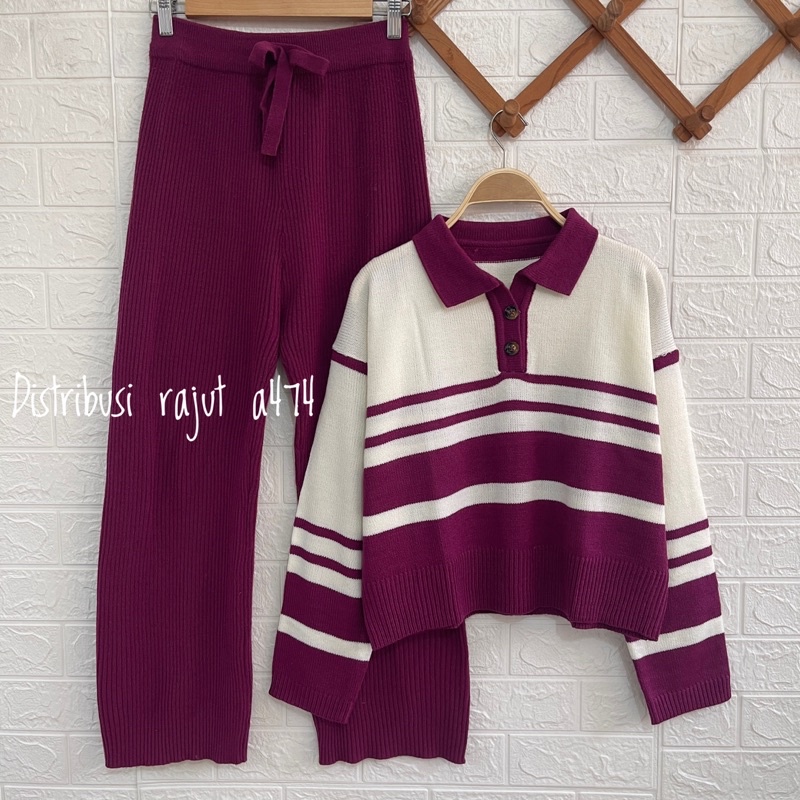 ONESET SWEATER RAJUT PEPONI SETELAN CELANA KULOT