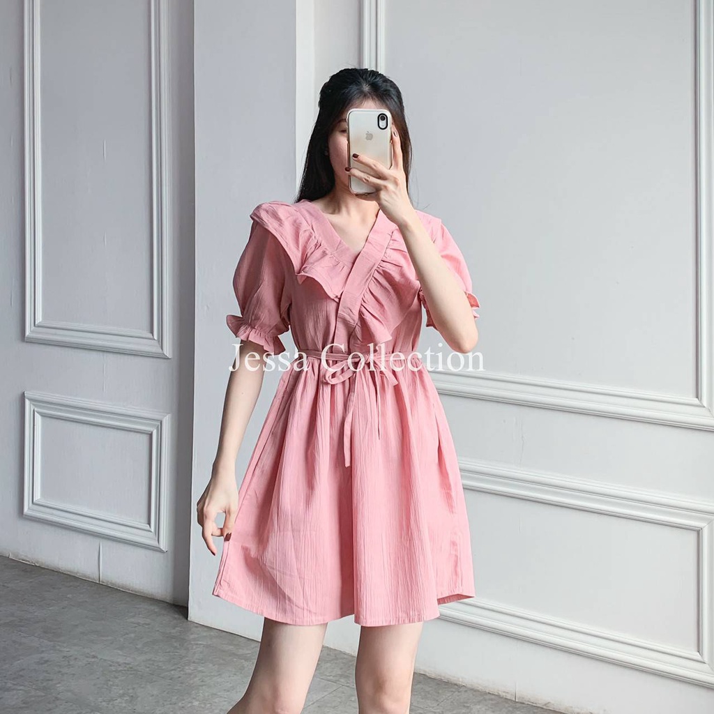 Premium Bysida Ruffle Dress TH 685 LINEN CRINKLE