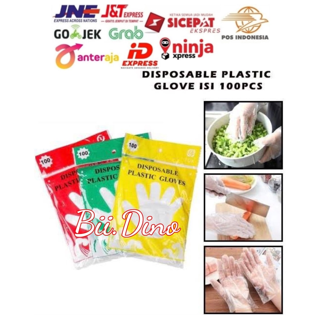 Sarung Tangan Plastik Sekali Pakai isi 100 Pcs Disposable Hand Gloves Food Grade