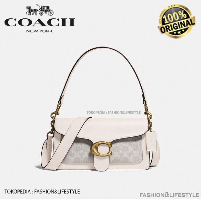 Coach Tabby Shoulder Bag 26 With Signature Canvas Chalk Original 100%