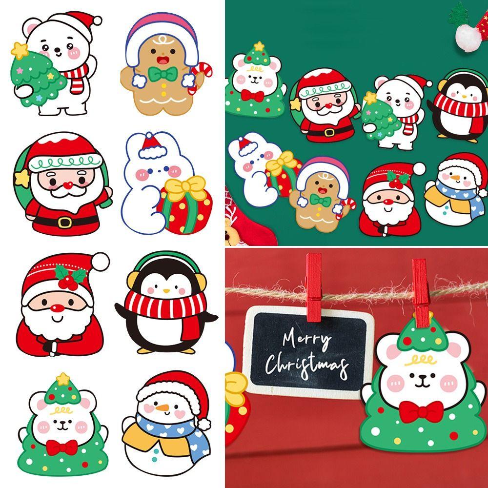 Preva 5PCS Kartu Berkah Lipat Kartun Merry Christmas Kreatif Lucu