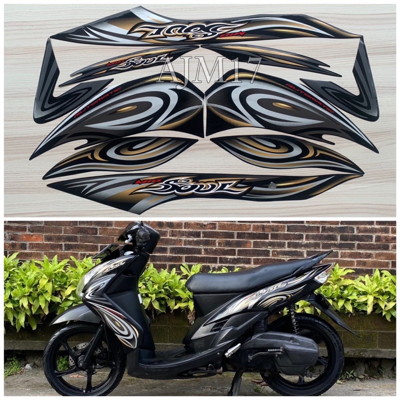 STIKER STRIPING MIO SOUL 2008 HITAM