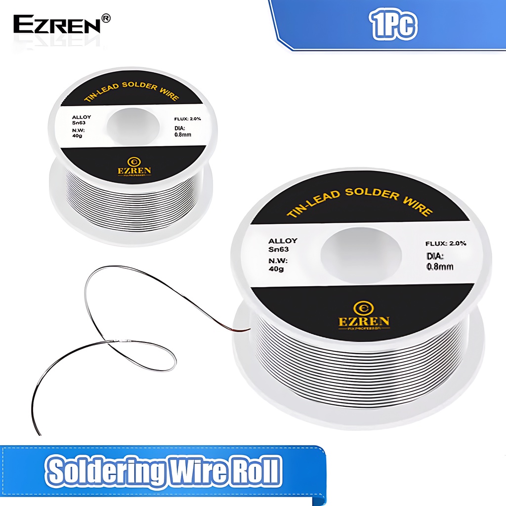 Ezren Timah Gulung Solder Kawat Las Rosin Core Tin Flux 2.0% 0.8mm