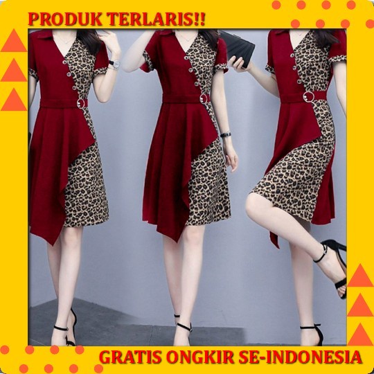 Realpict Premium Pakaian Wanita Baju Mini Dress Dress Gaun Dres Korea Pendek Merah Cewek Import Baju