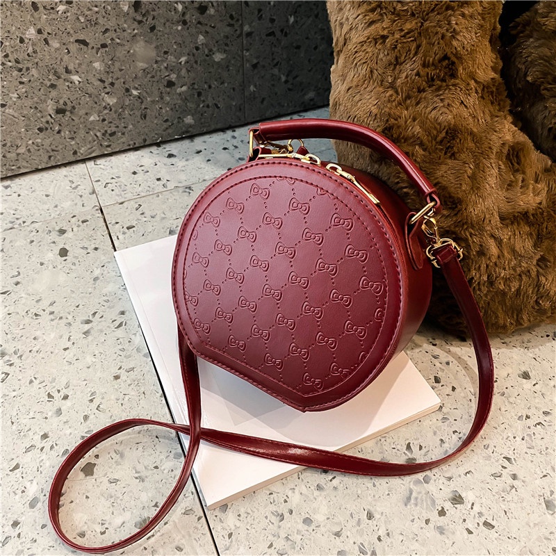 20144 Tas sling bag bulat wanita import bahan PU leather berkualitas harga grosir bisa cod