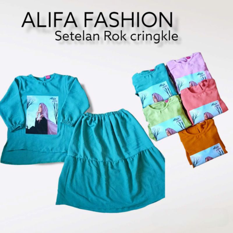 setelan rok crinkle wanita