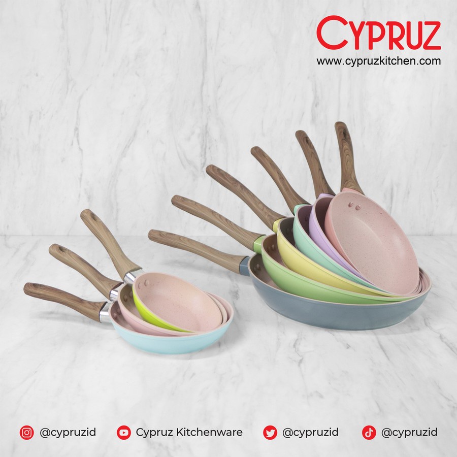 Cypruz FP-0693 Color Marble Pink Fry Pan Induksi Anti Lengket 18cm