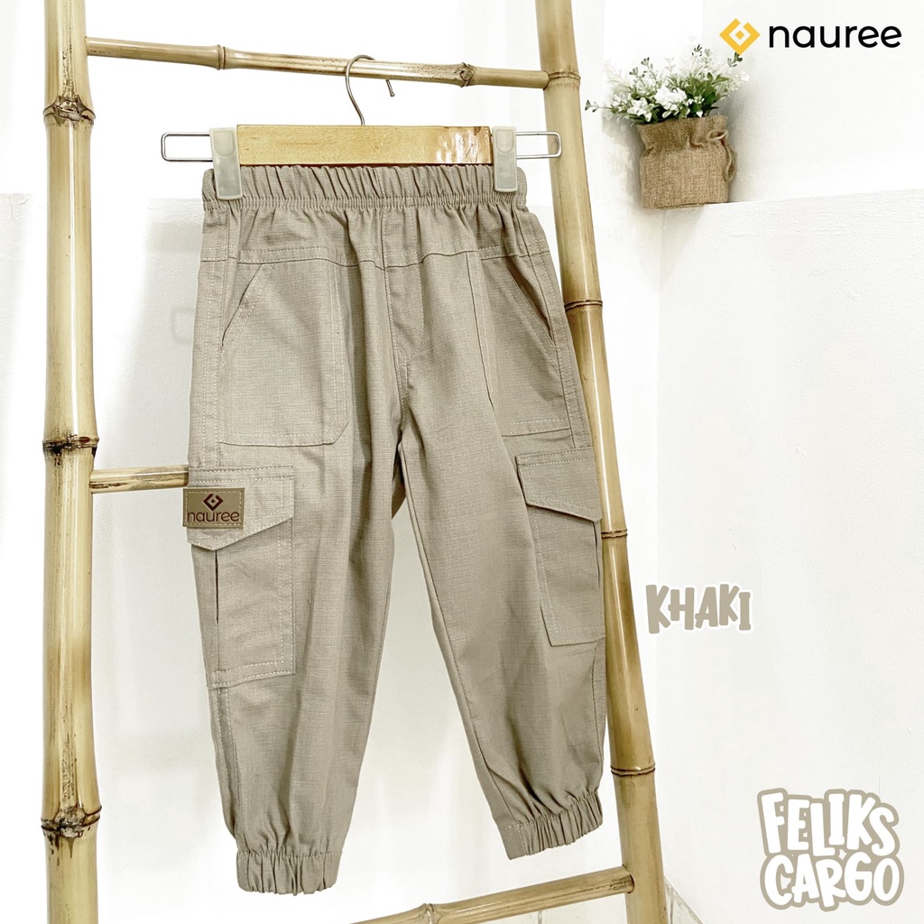 Nauree - Celana Cargo Feliks Untuk Anak Laki Laki Usia 1 2 3 4 5 6 7 8 Tahun Ukuran Lengkap Casual Sporty Stylish Kualitas Bagus Nyaman Fashionable Import Serbaguna