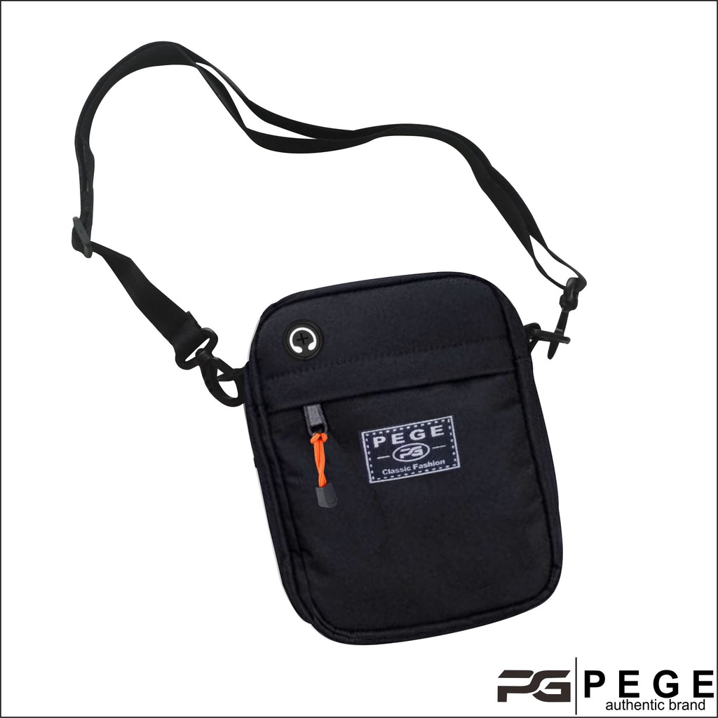 Tas Selempang Bahu PEGE Slingbag Pria Hitam Polos - PG 8931
