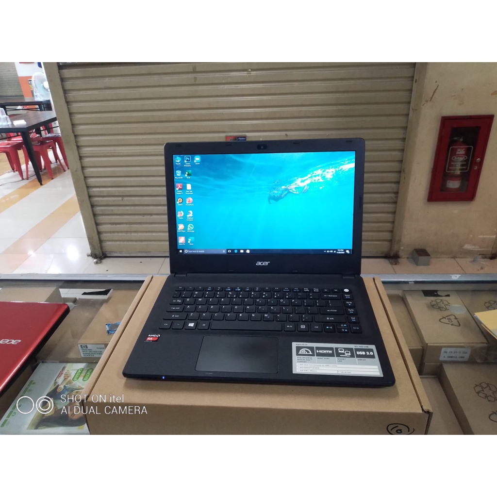 LAPTOP ACER AMD A4  RAM 4 GB HDD 500 GB 14 INCH GENERASI BARU WINDOWS10 BARU DIPAKAI BEBERAPA BULAN