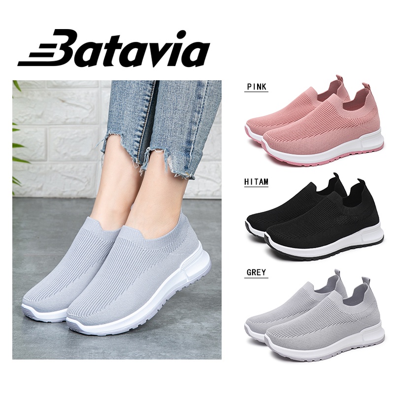 Batavia2023 Baru Impor Sepatu Wanita Terbang Tenunan Bernapas Kasual Sepatu Olahraga Sepatu Wanita Sepatu Sekolah Non-Slip Sepatu Siswa Sepatu Olahraga D09