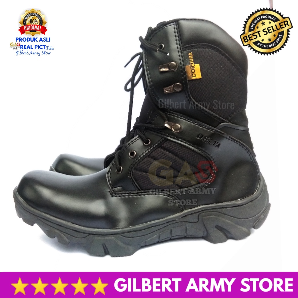 Sepatu Delta Pdl Hitam Tinggi 8Inc  Safety boots Promo Murah Cuci Gudang Gilbert Army Store 39-41