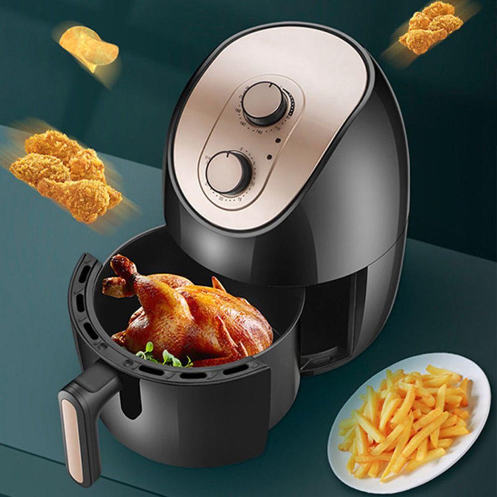 Top 4L Air Fryer Hitam Low Fat Oil Free Timer Oven Dapur