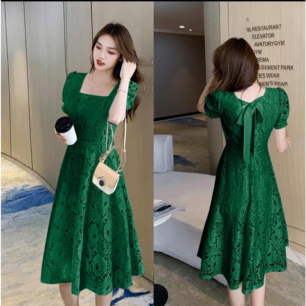 [MCFK] Dress Gamel / Dress Brukat Wanita / Dress Wanita Dewasa / Gaun Pesta / Dress Kondangan Elegant Simpe Kekinian