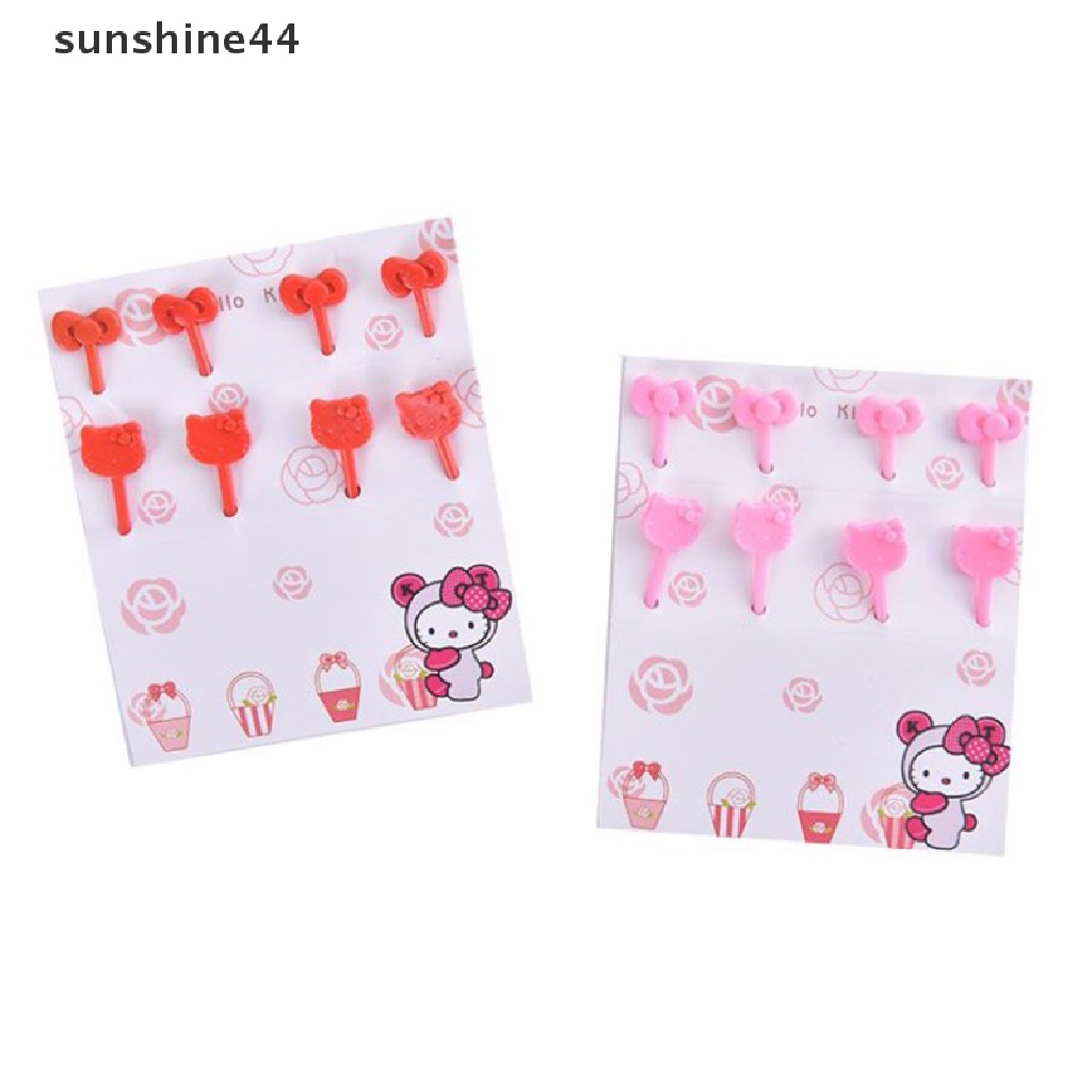 Sunshine 8pcs / Set Garpu Buah / Dessert / Kue / Snack Desain Kartun Untuk Dekorasi Bento Anak