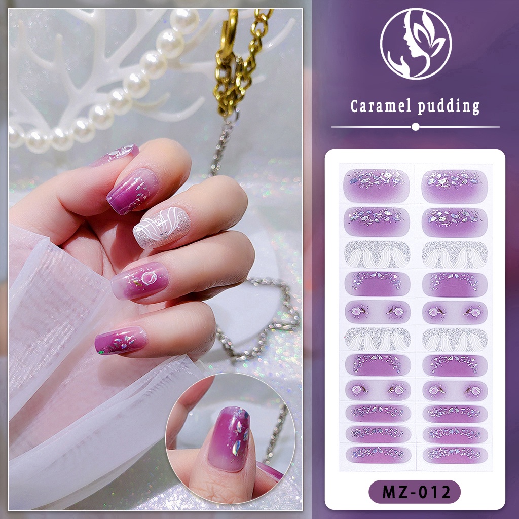 Set Stiker Kuku 3D Model Panjang Tahan Air Untuk Nail Art