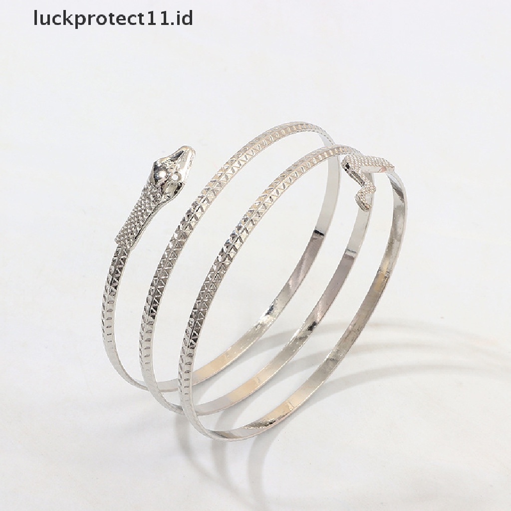 Gelang Bangles Model Terbuka Dapat Disesuaikan Desain Ular Gaya Punk Gothic Untuk Wanita