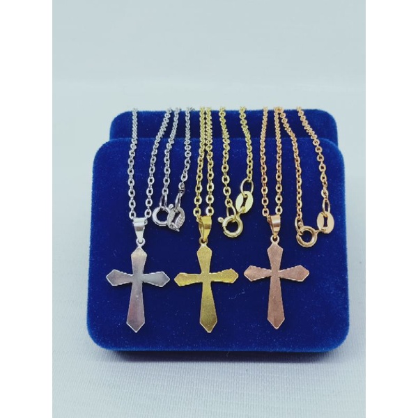 kalung perak asli silver 925 lapis emas/kalung rantai nori vensy+liontin salib polos/asli silver/fashion wanita