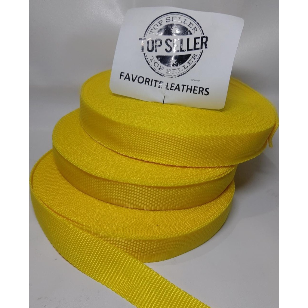 Nylon Webbing KK25 UKURAN 2,5CM /25MM / UKURAN 24METER / HARGA PER ROLL WARNA KUNING MUDA