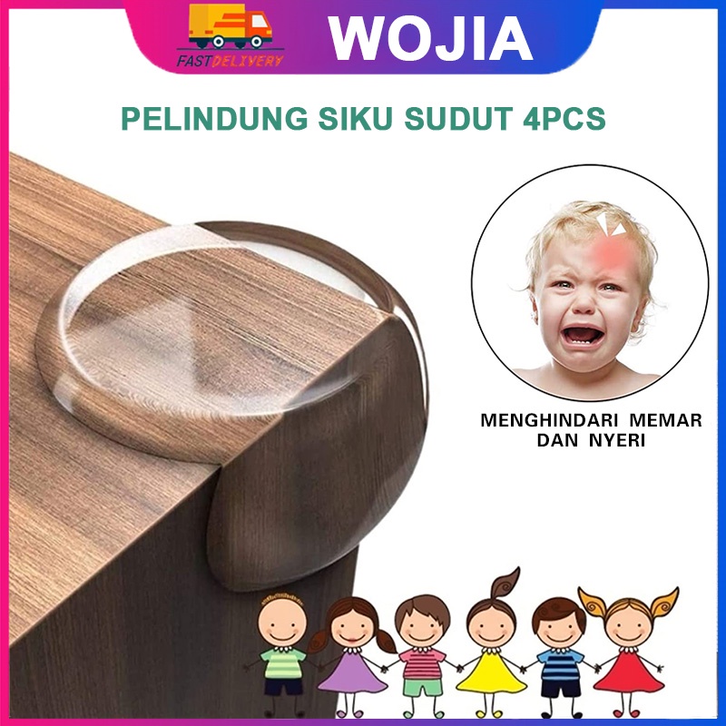 Pelindung Siku Sudut Meja Oval Pengaman Kayu Kaca Silikon Transparan 1set 4pcs