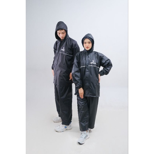 JAS HUJAN RAINCOAT pria wanita setelan celana enstein original bahan pvc tebal anti rembes axio