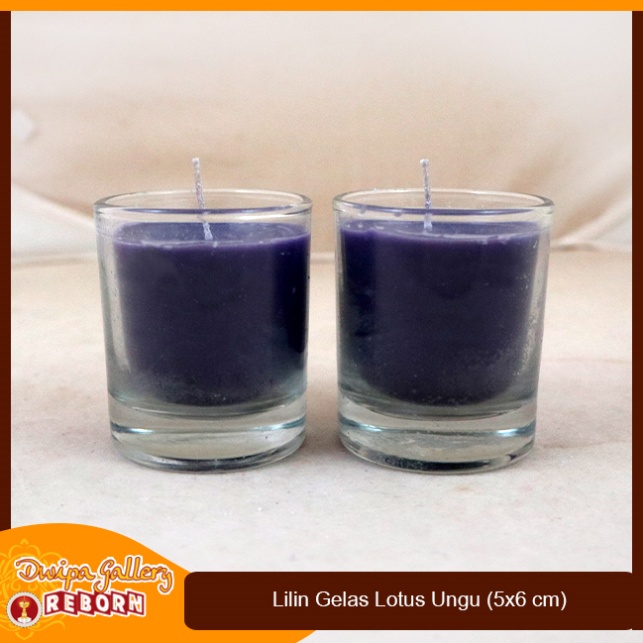 Lilin Gelas Ungu Stearin Wax Dekorasi Cafe Resto Hotel Spa Serbaguna