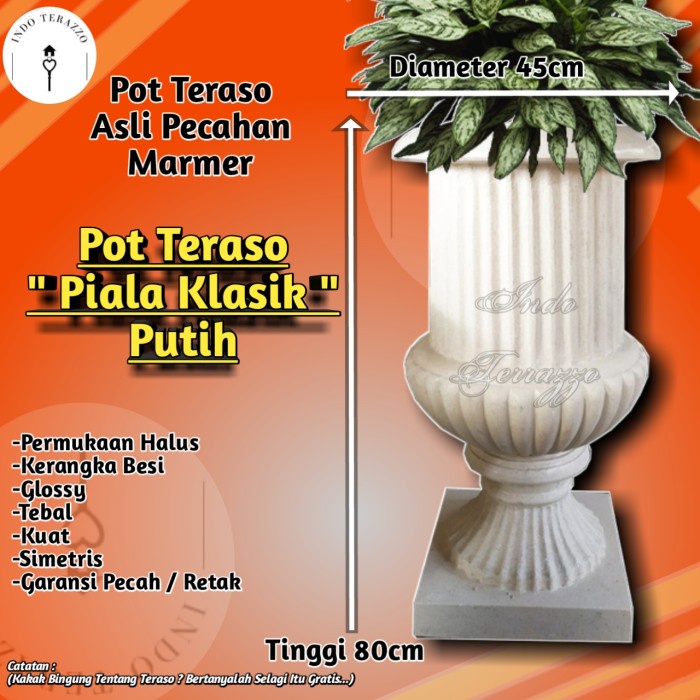 INDO TERAZZO POT TANAMAN KERAMIK TERASO TIPE PIALA KLASIK T80 D45 - POT BUNGA TERASO - POT BESAR
