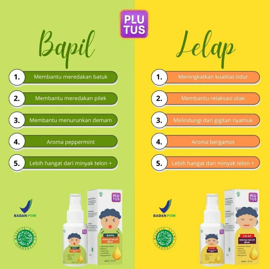 Plutus Minyak Balur Anak Bapil Batuk Pilek dan Lelap Untuk Susah Tidur