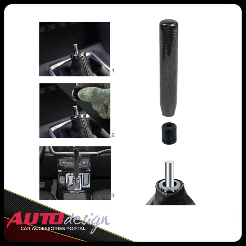 Gear Shift Knob Mobil Tuas Persneling Carbon Fiber Asli Alumunium Universal