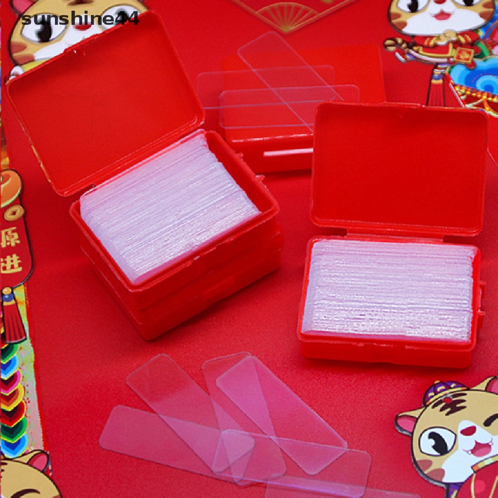 Sunshine 60pcs / Kotak Stiker Transparan Dua Sisi Universal Tanpa Bekas
