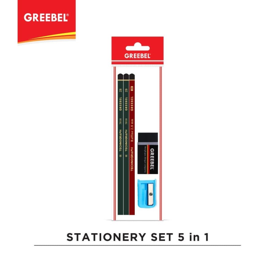 

pensil 2B GREEBEL set 5 in 1