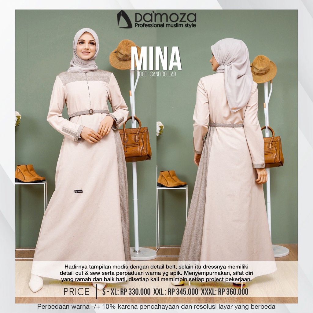 Gamis DAMOZA MINA Beige - Sand Dollar M | Gamis Katun ORI DAMOZA