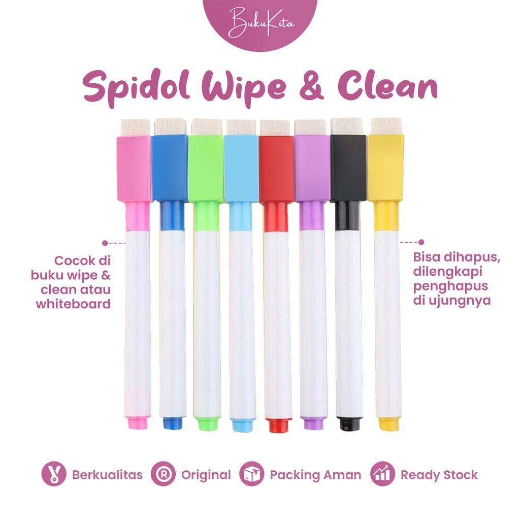 

Spidol Warna Warni Anak Sepidol Wipe And Clean Penghapus Papan Tulis Whiteboard Marker