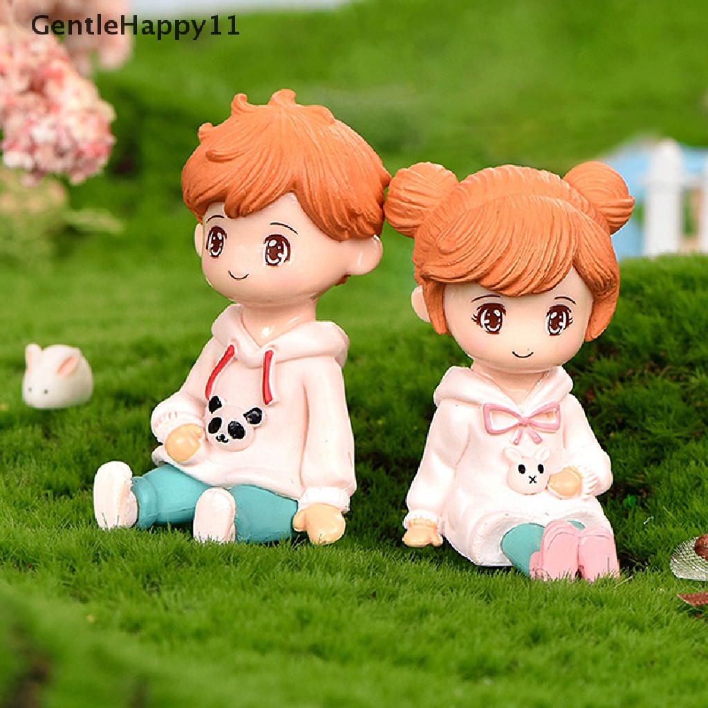 Gentlehappy 2pcs/set Sweater Mini Pasangan Patung Fairy Garden Pemandangan Mikro Dekorasi Rumah id